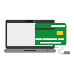 Credit card and laptop icon. Commerce market and store theme. Isolated design. Vector illustration