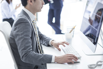 Businessman has desk work