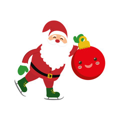Santa cartoon and sphere icon. Merry Christmas season decoration figure theme. Isolated design. Vector illustration