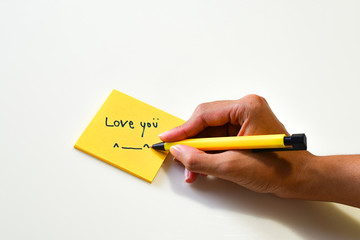 Love note on the yellow post it