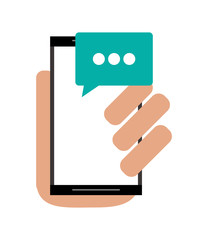 flat design modern cellphone and conversation bubble icon vector illustration 