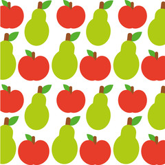 Apple and pear background. Fruits summer healthy and organic food theme. Colorful design. Vector illustration