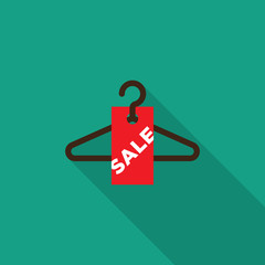 Sale tag with hanger flat design vector illustration