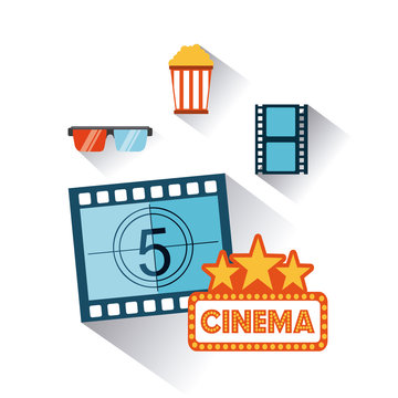 cinema entertainment set flat icons vector illustration design