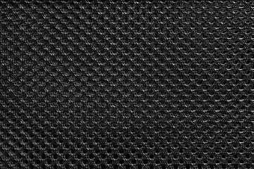 Black fishnet cloth material as a texture background. Nylon texture pattern or nylon background for design with copy space for text or image.