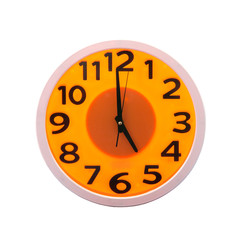 Clocks isolated on white background. Orange color for Halloween day.