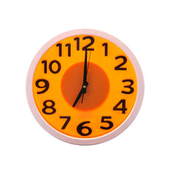 Clocks isolated on white background. Orange color for Halloween day.