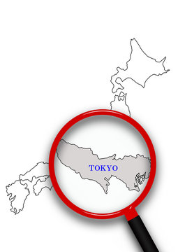 日本地図から東京をクローズアップ