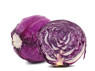 fresh red cabbage on white background