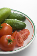 Fresh Garden Cucumbers and Red Tomatoes