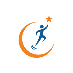 Jumping To Success Logo Image Vector Icon