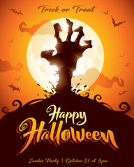 Fototapeta premium Halloween poster. Zombie party.
