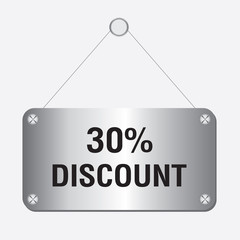 Hand showing 30 percent discount sign icon. Vector illustration.