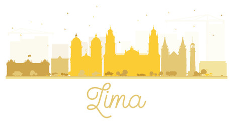 Lima City skyline golden silhouette.