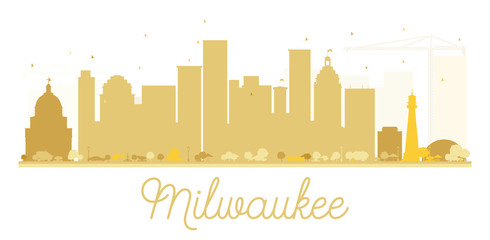Milwaukee City skyline golden silhouette.