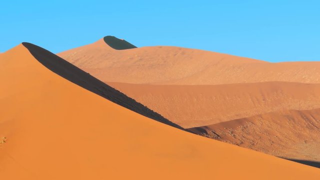wind blowing on a dune at sossusvlei namib desert namibia africa blue sky in the background 