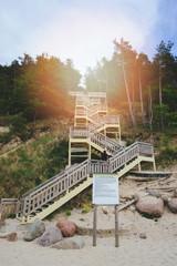 Wooden stairs on beach