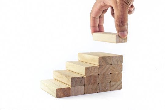 Leadership, Business concept growth success process. The hand establishes a group & stacking as step stair in row. 