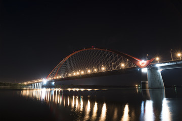 Bugrinsky Bridge at night