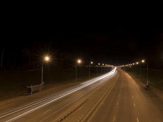Fototapeta na wymiar night highway long exposure