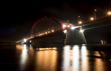 Bugrinsky Bridge at night