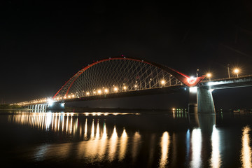 Bugrinsky Bridge at night