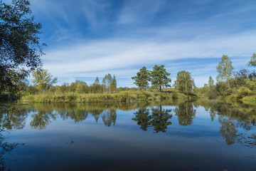 Summer Siberian landscape with a river view