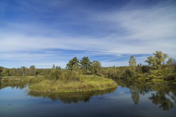 Summer Siberian landscape with a river view