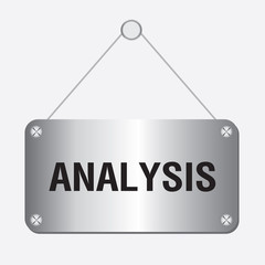 silver metallic analysis sign hanging on the wall 