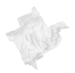 crumpled paper napkin in the form of a duck on an isolated white