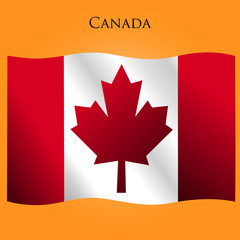 Flag of Canada on a yellow