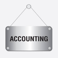 silver metallic accounting sign hanging on the wall