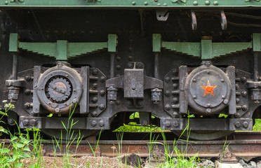 Obraz na płótnie Canvas Soviet railroad artillery system details