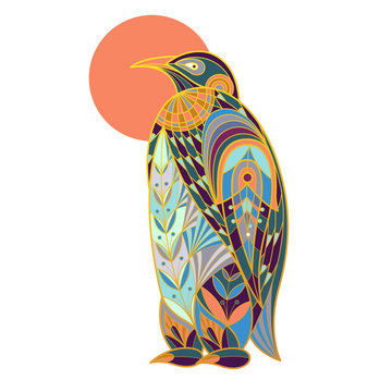 Vector decorative illustration penguin.