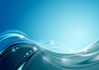 Abstract bright blue wavy vector background