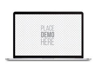 laptop front mockup macbook style isolated on the white background. Vector illustration...