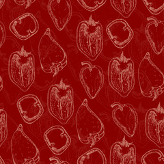 Seamless pattern with peppers