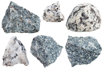 collection from specimens of diorite rock