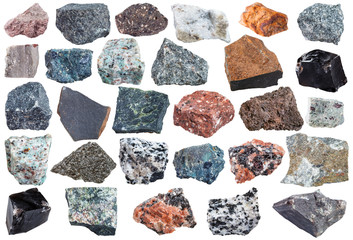 set of Igneous rock specimens