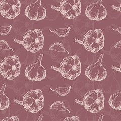 Seamless pattern with garlic