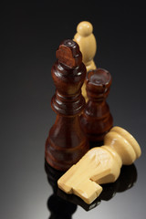 chess figures on black