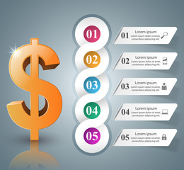 Business Infographics. Dollar, Money icon.