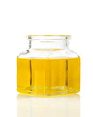 food oil in bottle isolated on white