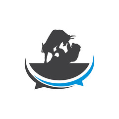 Bull Bear Market Logo Vector Icon