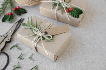 Eco craft Christmas gift boxes