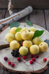 healthy eating concept Fresh yellow apple harvest home