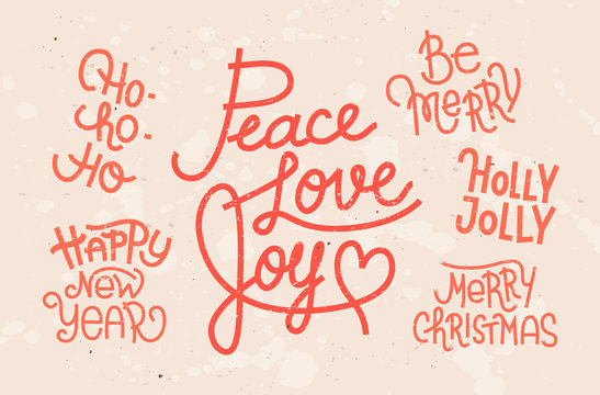 Collection of hand written Christmas phrases for invitations, greeting cards and other designs
