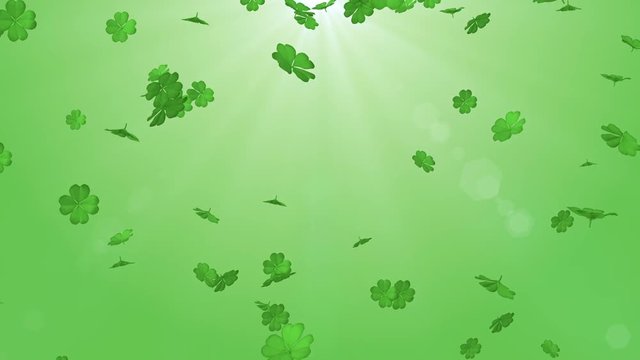 Falling Clovers - 3D, Green color Background