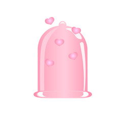 Pink Condom. Vector Illustration