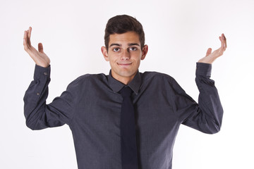 isolated businessman with expression of incomprehension